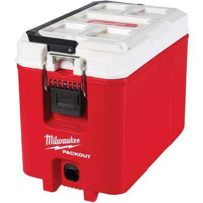 Milwaukee PACKOUT 16 Qt. Compact Cooler, Red/White