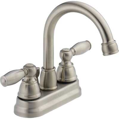 Peerless Claymore Brushed Nickel 2-Handle Lever 4 In. Centerset  Bathroom Faucet with Pop-Up